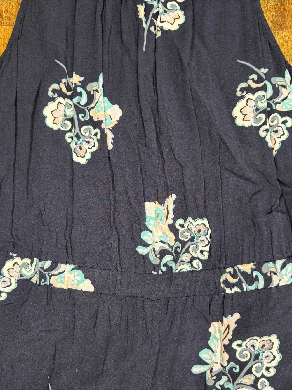 LOFT Women’s Wide Legs High Neck Elastic Waist Jumper Blue Floral Romper Belted